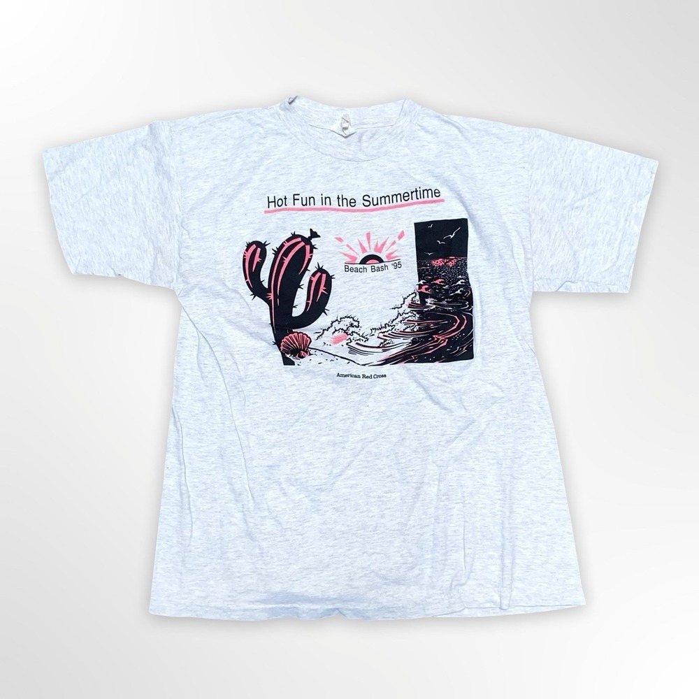 Vintage 90s American Red Cross Beach Bash 1995 T Shirt Large Graphic Tee